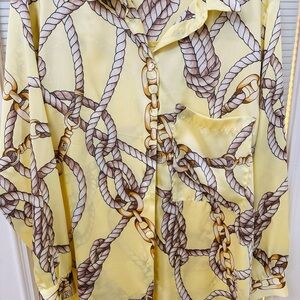 Zara Yellow Chain Print Blouse